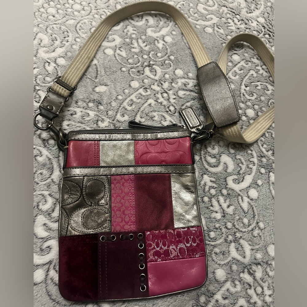 Coach Patchwork Crossbody Bag Pink and Silver Vintage y2k